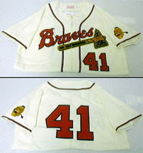 1957 Milwaukee Braves Home Jersey From Mitchell & Ness, With #21 On Jersey (Warren Spahn)