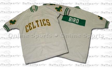 1985-86 Boston Celtics Home Warm-up Jacket From Mitchell & Ness NBA Hardwood Collection, With Larry Bird's name 'Bird' On Back Of Jacket (Larry Bird)