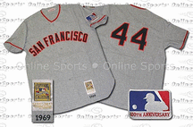 1969 San Francisco Giants Road Jersey From Mitchell & Ness, With #44 On Jersey (Willie McCovey)