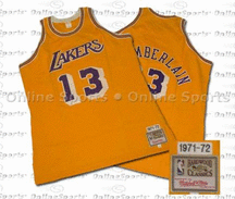 1971-72 Los Angeles Lakers Home Jersey From Mitchell & Ness NBA Hardwood Collection, With #13 and the name 'Chamberlain' On Jersey (Wilt Chamberlain)