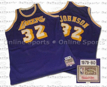 1979-80 Los Angeles Lakers Road Jersey From Mitchell & Ness, With #32 and 'Johnson' on Jersey (Magic Johnson)