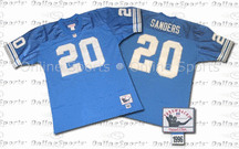 1996 Detroit Lions Blue Jersey From Mitchell & Ness, With #20 and 'Sanders' On Jersey (Barry Sanders)