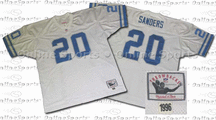 1996 Detroit Lions White Jersey From Mitchell & Ness, With #20 and 'Sanders' on Jersey (Barry Sanders)
