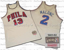 1961-62 Philadelphia Warriors Home Jersey From Mitchell & Ness NBA Hardwood Collection, With #13 On Jersey (Wilt Chamberlain)